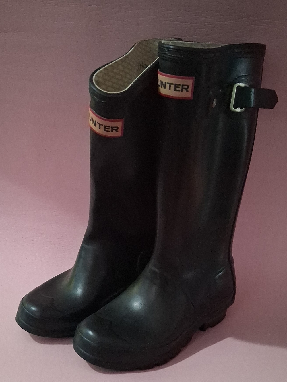 Hunter Kids Black Tall Rain Boots Size 1 Male 2 Female
